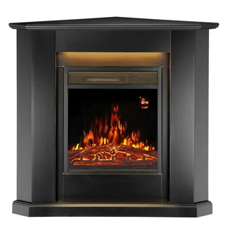 Juskys Elektrokamin 2000W dreieckig schwarz mit Flammeneffekt , Schwarz , Holz , 96x93x57 cm , Elektrogeräte, Heizgeräte, Elektrokamine