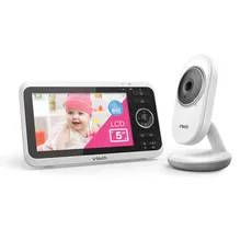 VTech Babymonitor VM350 – Video-Babyphone mit beweglicher Kamera, 720p– Klarer Sound, LCD-Farbbildschirm und Nachtsichtfunktion – Mit Gegensprechfunktion, Schlafliedern und Geräuschen