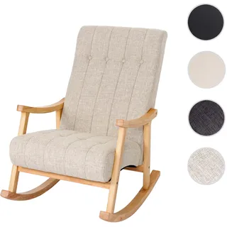 Mendler Schaukelstuhl HWC-K10 Stoff/Textil 62 x 97 x 62 cm Beige/Braun