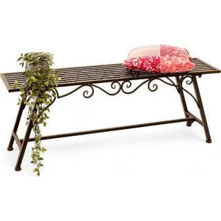 Gartenbank Wetterfest Metall 120 cm 2-Sitzer Sitzbank mit Ornamenten "Cucciu XL" Robuste Eisenbank im Antik-Design Ideal für Garten, Terrasse & Balkon - Braun