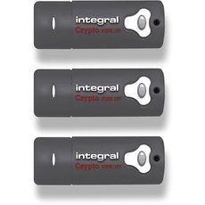 Integral 8GB Crypto-197 256-Bit 3.0 USB Stick verschlüsselt - USB Stick Passwort geschützt - FIPS 197 zertifiziert, Schutz vor Brute-Force-Angriffen - robustes, doppellagiges, wasserdichtes Design-3PK