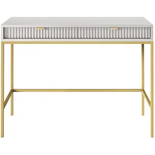 Selsey Konsolentisch Vellore Grau mit goldenem Gestell 104 cm , Holzwerkstoff , 2 Schubladen , 104x77x50 cm , Wohnzimmer, Wohnzimmertische, Konsolentische