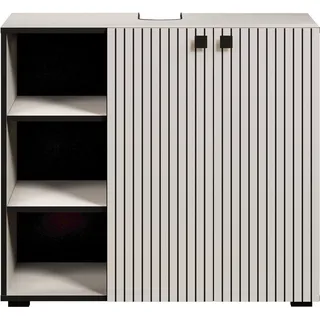 trendteam Bad Waschbeckenunterschrank Pure Bliss Cashmere Hellgrau Melamin B/H/T ca. 90/79/53 cm - Hellgrau, Beige