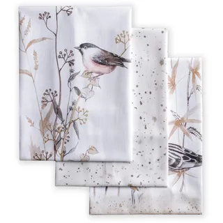 Maison d' Hermine Meadow Florals-Brown 100% Baumwolle Set von 3 Multi-Purpose Küchenhandtuch | Bar Handtücher | Frühling/Sommer (50 cm X 70 cm)
