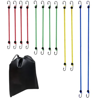 Amazon Basics Gummizüge, extra strapazierfähig, verschiedene Längen, (88cm, 59cm, 46cm, 38cm) 12 Stück, mehrfarbig