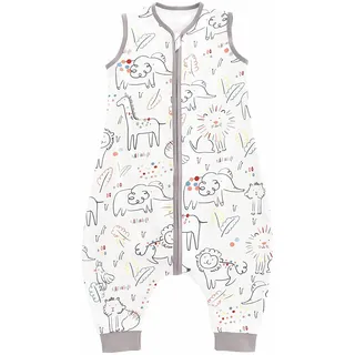 Chilsuessy Baby Schlafsack Sommer mit Füßen 0.5 Tog 100% Baumwolle Kinder Sommerschlafsack für Jungen und Mädchen, Glück Tiere, 70 cm (1er Pack)