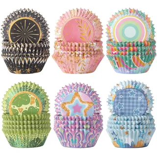 Staruby 600 Stück Standardgröße Cupcake-Förmchen, Einweg-Cupcake-Bäckerei-Papierbecher, Muffinförmchen Cupcake-Hüllen Halter Backbecher Set für Feiertags-, Geburtstagsfeiern