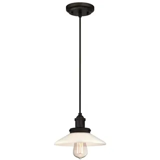 Westinghouse Lighting Einflammige Pendelleuchte, Ausführung geölte Bronze mit weißem Opalglas, Glas, 1 W, 23 x 23 x 145 cm 6349440