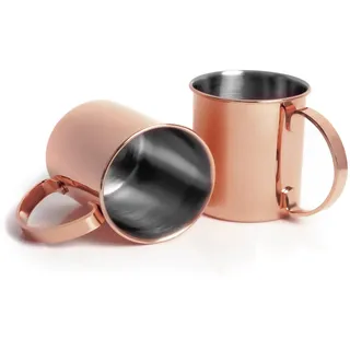 ECHTWERK Moscow Mule Becherset, 2-tlg, Bruchsichere Edelstahl-Gläser, Cocktail-Set, Cocktailgläser perfekt für Gin, Vodka, Bier und Kaltgetränke, Geschenkset, Kupfer-Edition, 1000 ml