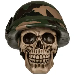 Out of the Blue Spardose aus Polyresin mit Schloss, Totenkopf mit Militärhelm und Hülsen, 15 x 14 cm