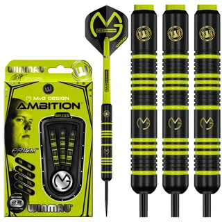 WINMAU Michael Van Gerwen MvG Ambition 22g Profi Brass Steeltip Dartpfeile Set mit Flights und Schäfte