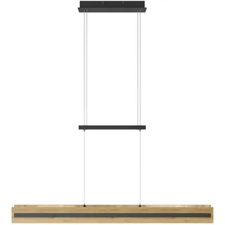 Led-Hängeleuchte , Schwarz , Holz, Metall , Eiche , massiv , länglich , 10x150x116 cm , höhenverstellbar, 3 Helligkeitsstufen , Lampen & Leuchten, Leuchtenserien
