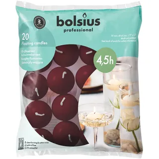 Bolsius Schwimmkerzen - Bordeauxrot - 20 Stück - Durchmesser 45 mm - Länge Brenndauer 4,5 stunden- Praffinwachs - Ohne Palmöl - Dekorative Haushaltkerzen
