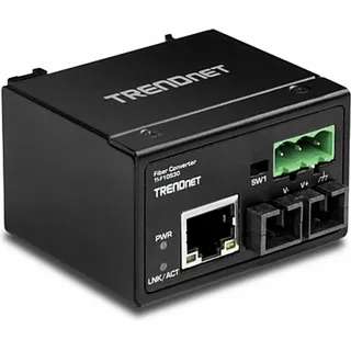 TRENDNET TI-F10S30 Hardened Industrial Railmount Media Converter, RJ-45, SC-Duplex 100Base-FX SM 30km