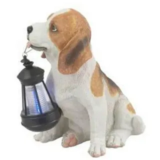 Globo Solarleuchte , Braun, Weiß , Kunststoff , Tierform , 24.2x26x18 cm , Dekoration, Gartendeko