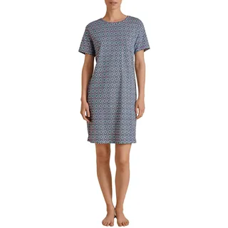 CALIDA Ornament Nights Kurzarm-Nachthemd Damen, Länge 95cm, atmungsaktiv und klimaregulierend, aus 100% Baumwolle