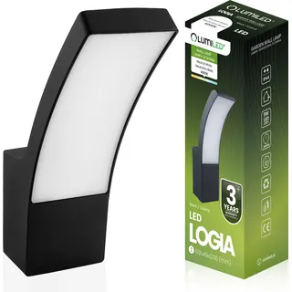 LUMILED Außenwandleuchte 10W 850 lm Modern 230V 4000 K neutralweiß Wandlampe Außenlampe Wandleuchte Aluminium PC Schwarz IP54 Außen Garten Outdoor - Schwarz