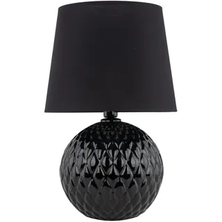 DOLORES Tischleuchte Nachttischlampe Schwarz E27 60 cm hoch Ø 38 cm Glas Stoff