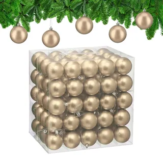 Relaxdays Weihnachtskugeln 100er Set, Weihnachtsdeko, matt, Christbaumkugel, Tannenbaumschmuck in ∅ 6 cm, Champagner
