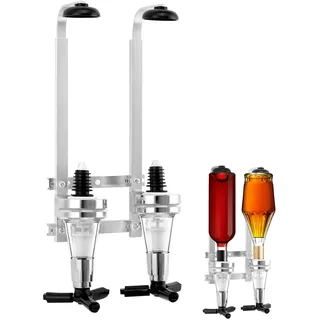 QWORK® Doppelkopfspender, Wand Montierter Flaschenhalter, Aluminiumlegierung, für Bar, Party