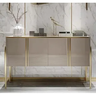 Designer Kommode Anrichte Schrank Regal Holz Luxus Kommoden Sideboard - Grau