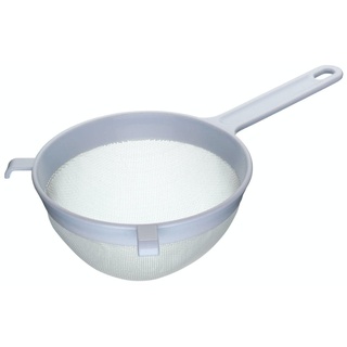 KitchenCraft Küchensieb 18cm, mit Nylonnetz, hitzeresistenter Kunststoff, Groß, Aufhängeloch, Weiß