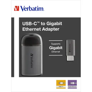 Verbatim USB-C auf Gigabit Ethernet Adapter, USB-C 3.0 [Stecker] (49146)