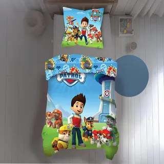Biber/Flanell Wende Bettwäsche-Set Paw Patrol Motiv 135 x 200 cm 80 x 80 cm 100% Baumwolle mit Reißverschluss Helfer auf 4 Pfoten