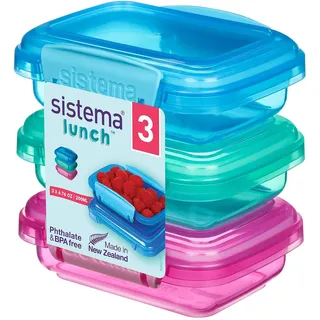 Sistema Lunch Frischhaltedose | 200 ml | kleine Snackboxen | BPA-freier Kunststoff | gemischte Farben | 3 Stück