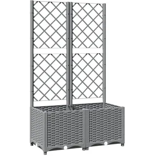 vidaXL Pflanzkübel Mit Rankgitter Hellgrau 80/40/136 Cm Pp , Kunststoff , Rechteckig , 80x136x40 cm , Gartenzubehör, Hochbeete