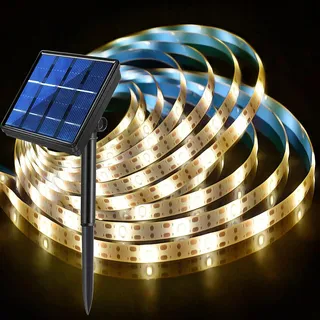 cuzile Solar LED Streifen Lichter im Freien, 1M Warmweiß 3000K Solar Powered Flexible Band Lichter, 30 LED, Cuttable, IP65 wasserdichte LED Lichter für Balkon, Garten, Treppen Dekor
