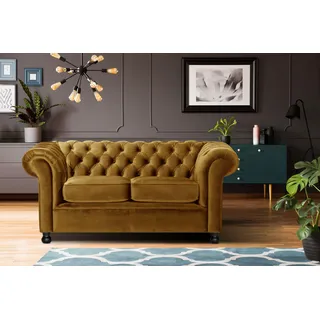 Home affaire Chesterfield-Sofa »Chesterfield Home 2-Sitzer«, mit edler Knopfheftung und typischen Armlehnen Home affaire senf