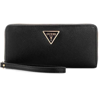 GUESS Damen Laurel Large Zip Around Wallet Große Geldbörse mit Reißverschluss, Clutch, Schwarz