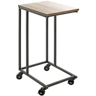 HAKU Beistelltisch auf Rollen Eiche schwarz MDF Platte Metallgestell Servierwagen rollbar - Maße: B 30 x H 67 x T 40 cm Style: Modern