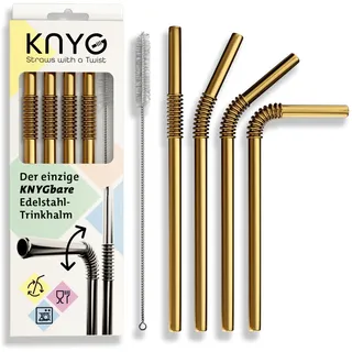 KNYG | DER EINZIGE BIEGSAME Edelstahl Strohhalm | Patentiert & Hygienezertifiziert | Metall Strohhalm wiederverwendbar, Trinkhalme, Metallstrohhalme