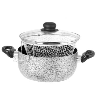 Home Salt N'Pepper Fritteuse Antihaft mit Deckel, Aluminium, Schwarz/Grau, 24 cm