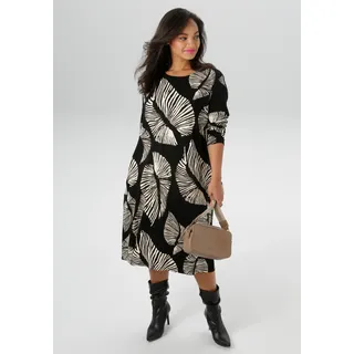 Aniston PLUS Jerseykleid aus weicher Milano Rib-Qualität, schwarz-weiß