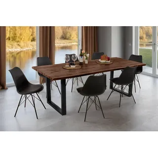 Esstisch Baumkante Holz-Optik Nussbaum 220 x 100 U-Gestell schwarz JOSY - Braun
