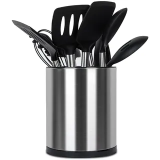 Haiyouneer 360° drehbar Küchenutensilienhalter für Arbeitsplatte groß Utensilienhalter Küche für Küchentheke Edelstahl Utensil Organizer für die Arbeitsfläche Utensilientöpfe 3 Fächer