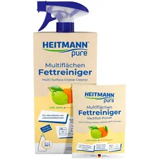 HEITMANN pure | Multiflächen Fettreiniger Nachfüllset | natürliches Pulver zum Auflösen | sanft und umweltschonend | Starke Reinigungswirkung | gegen Fett & Küchenschmutz