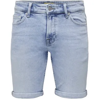 ONLY & SONS Herren Jeans Short ONSPLY 5189 - Regular Fit - Blau - Light Blue, Größe:XS, Farbe:Light Blue Denim 22025189