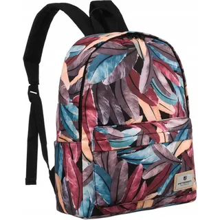 Peterson | Damen-Rucksack, Großer, aus Polyester - Dunkelrot, Beige, Blau