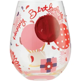 Enesco Designs by Lolita Weinglas My Red Hot Birthday, handbemalt, ohne Stiel, 590 ml, mehrfarbig