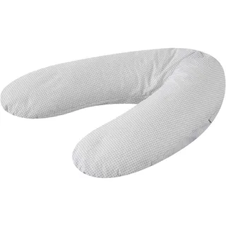 Träumeland T040130 Stillkissen & Schwangerschaftskissen mit Baumwollbezug und feiner, geräuscharmer Füllung - Design: Geo grau, 190 cm, mehrfarbig