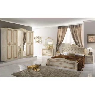 Barock Schlafzimmer Set Livia in Beige 4-Teilig - 160 x 200 cm