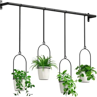 Set aus 4 hängenden Blumentöpfen mit Melamin-Blumentöpfen für hängende Pflanzen für Innen- und Außenräume, Balkone