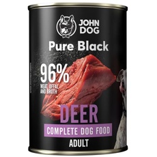JOHN DOG Pure Black- 96% Fleisch - Premium - Hypoallergenes - Glutenfrei Nassfutter - 100% Natürliche Zutaten - Hunde Leckerlis - 6 x 400g - (Hirsch)