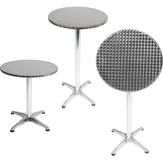 Bistrostehtisch rund Silber Ø60cm H70/110cm Höhenverstellbar - Silber