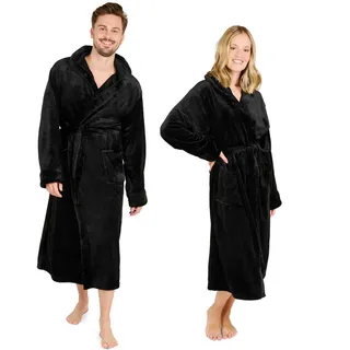 Blumtal Badenmantel Damen & Herren XL - Morgenmantel mit Kapuze, extra saugstark, für Sauna, Schwarz , Textil , onesize , Heimtextilien, Badtextilien, Bademäntel