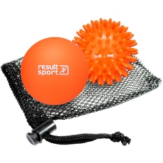 ResultSport Lacrosse & Igelball Massageball Set, Plantarfasziitis, Fußmassage, Triggerpunktmassage, Tiefengewebe, myofasische Linderung -Orange
